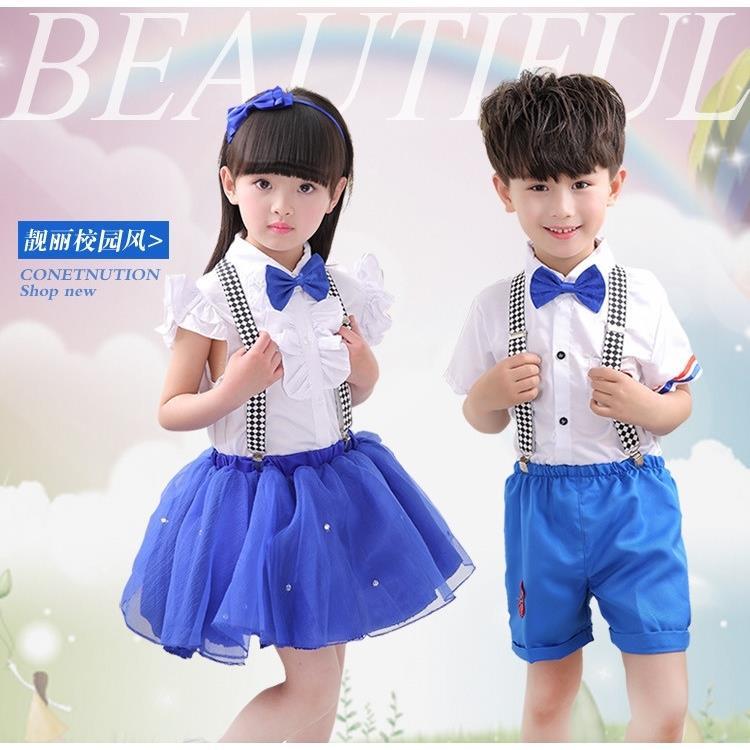 六一兒童節背帶褲表演服幼兒園大合唱服男女童舞台演出服裝小學生