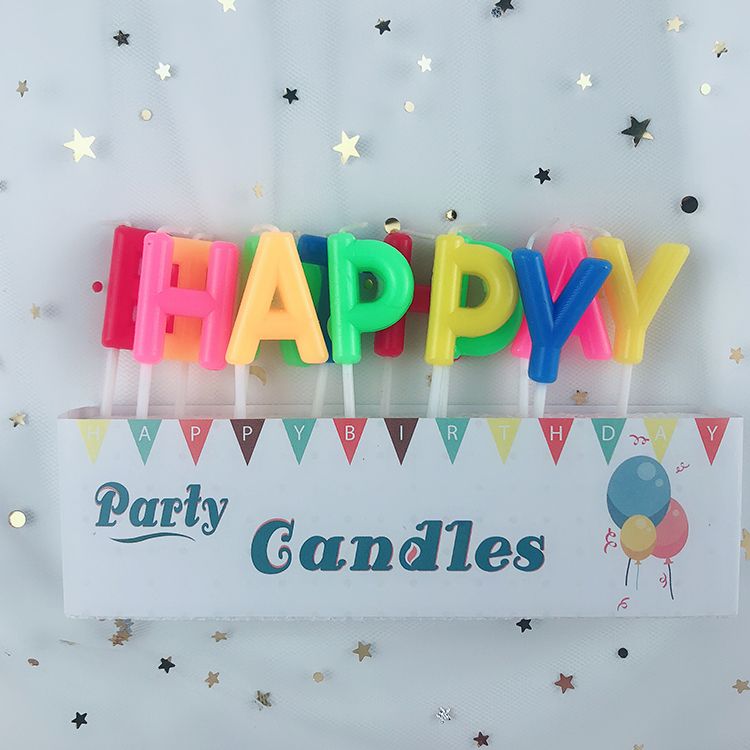 英文happybirthday 字母创意蜡烛派对蛋糕装饰盒装生日布置配件