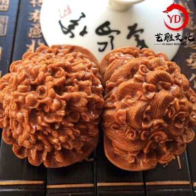 文玩核桃雕刻玄阴四象一对 葫芦万代龙凤二龙双龙九龙手把玩王勇 虎窝拼