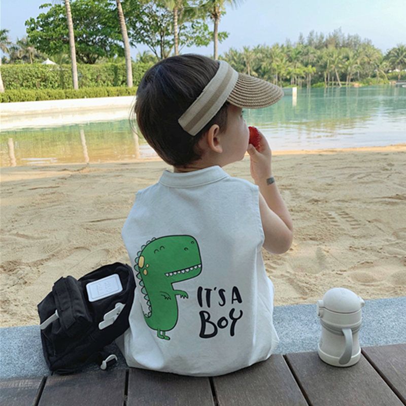 Baby clothes baby summer baby one piece clothes 1-2 year old children back dinosaur sleeveless Jumpsuit men's shorts