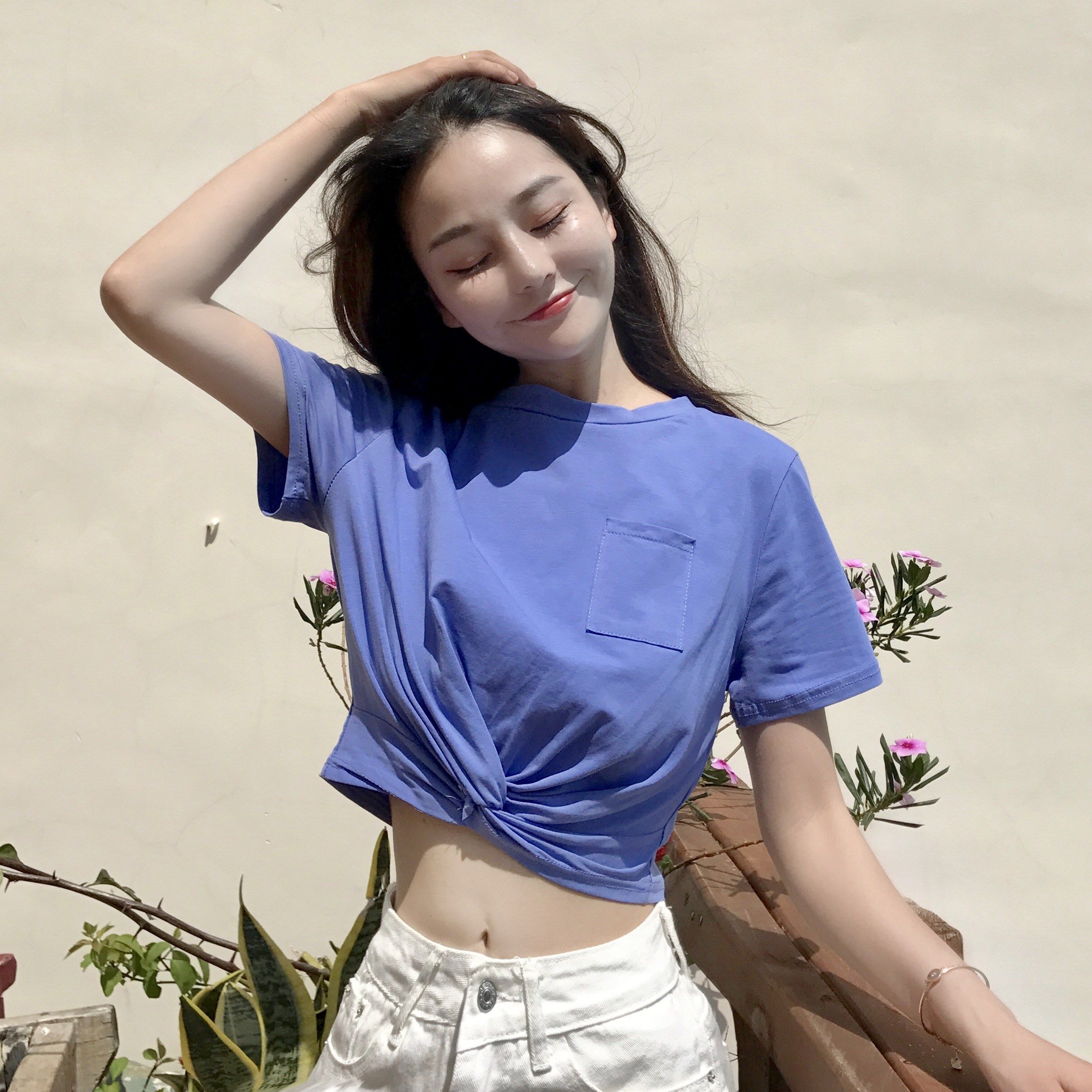 Summer short short sleeve T-shirt for female students Korean version of self-cultivation