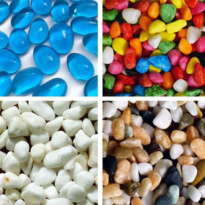 五彩石头彩色小石子鱼缸装饰水族箱低沙花盆多肉铺面白色小石子