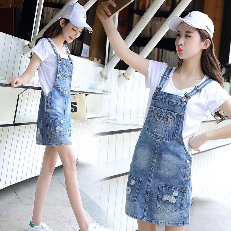 New summer Korean high waist Korean loose girl student's one-piece short skirt