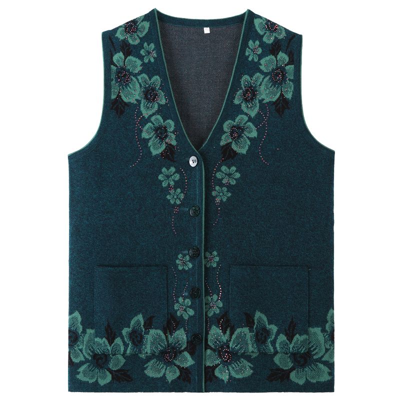 Mother's vest female spring and autumn middle-aged and elderly waistcoat grandma vest 60 years old and 70 years old knitted vest wife sweater