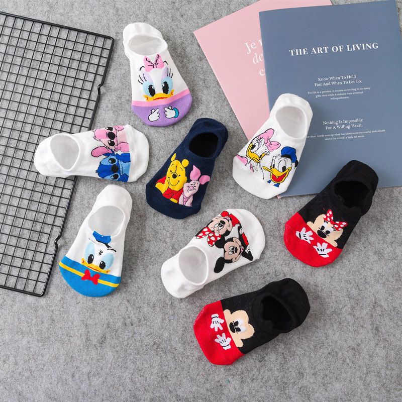 Cute Mickey Mouse socks children Korean version ins boat socks fashion girl cartoon couple autumn short tube invisible men's socks