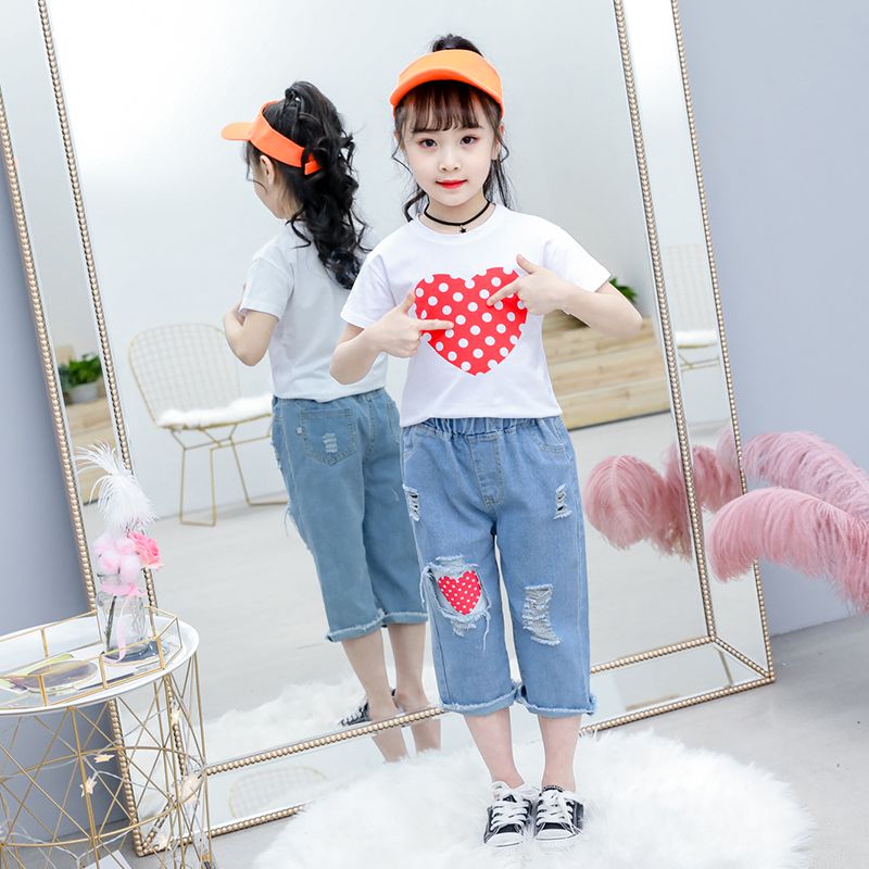女童套裝夏裝2023新款兒童洋氣時髦短袖兩件套女孩夏季網紅童裝潮