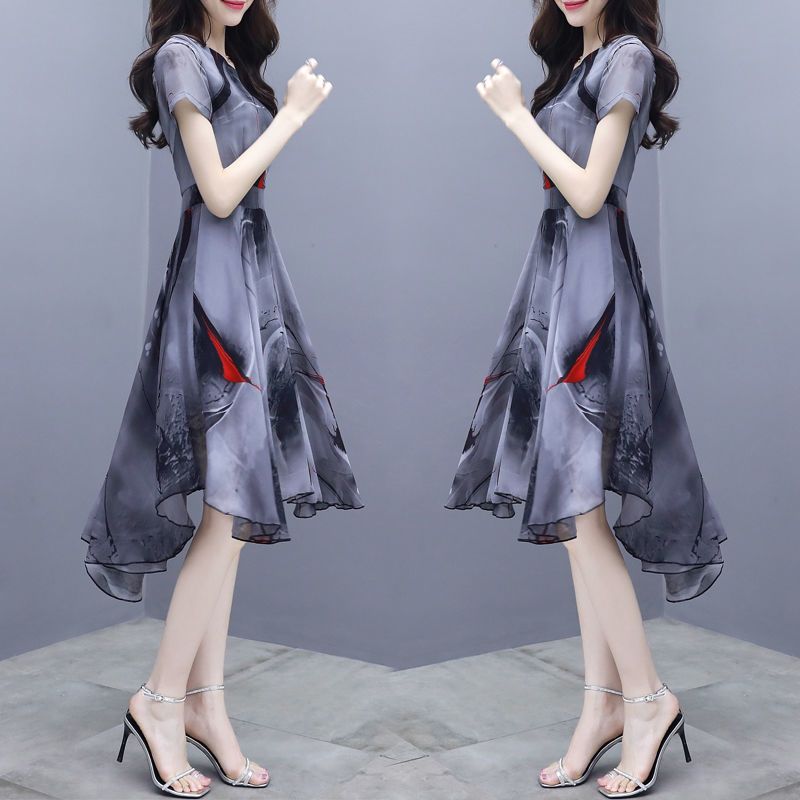 拼多多首页 【杭州品牌】2020夏天新款连衣裙韩版大码女装修身印花