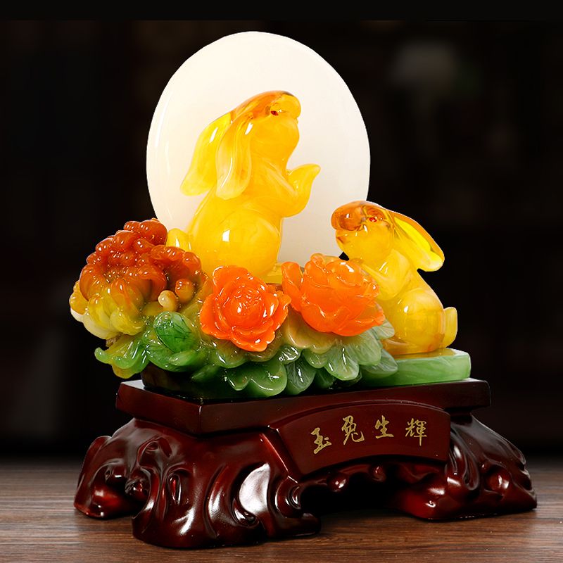 生肖玉兔子摆件招财风水可爱创意时尚喜庆家居装饰品卧室结婚礼品