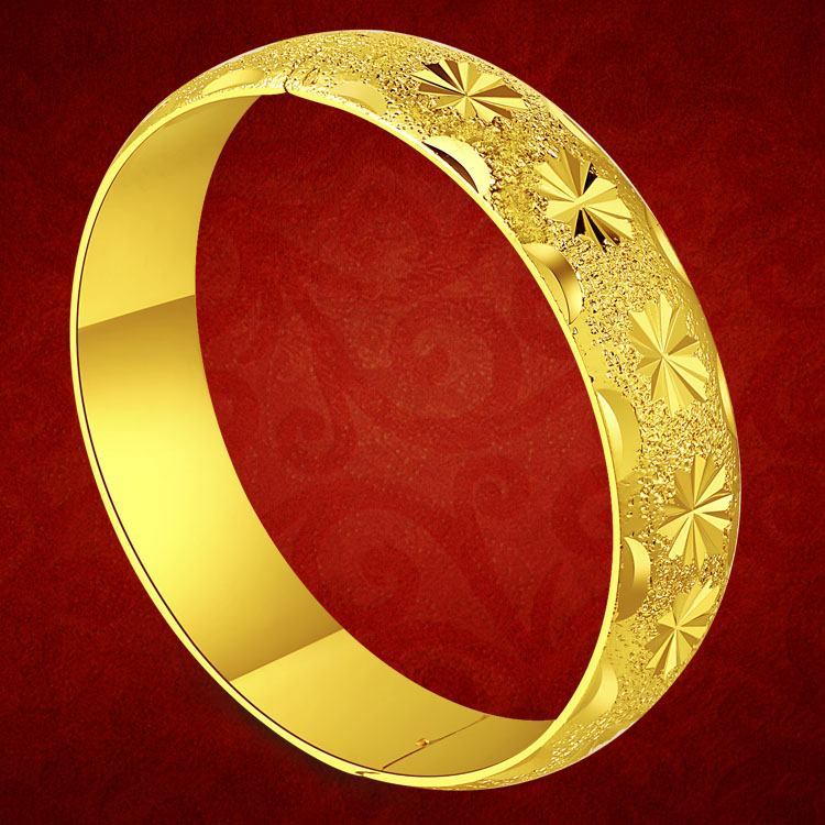 镀硬金纯金色女手镯结婚奢华大气暗扣手环不掉色越南金镀金镯子