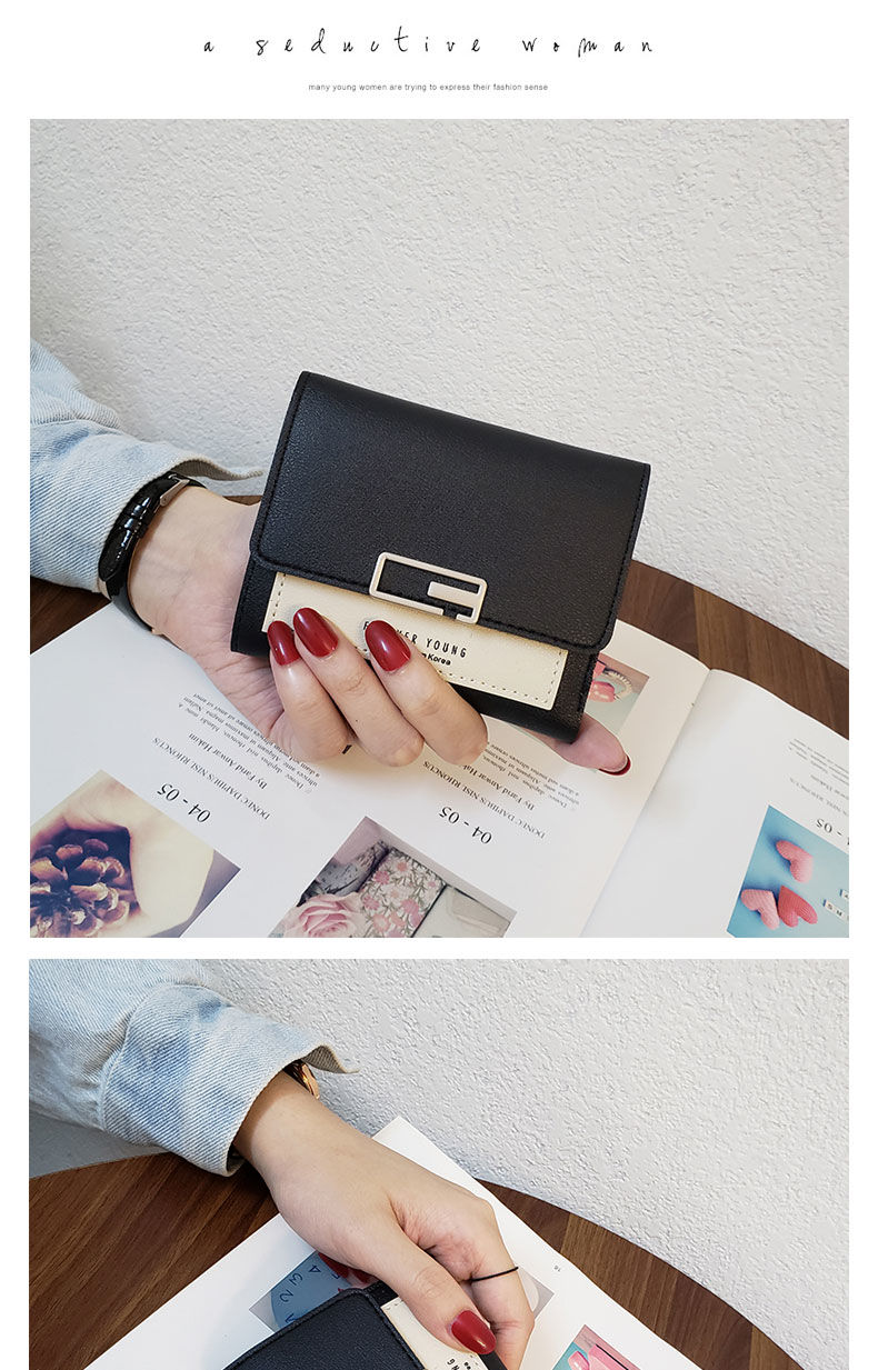 ins新款韩版方小钱包女短款折叠简约时尚女士卡包迷你零钱包三折