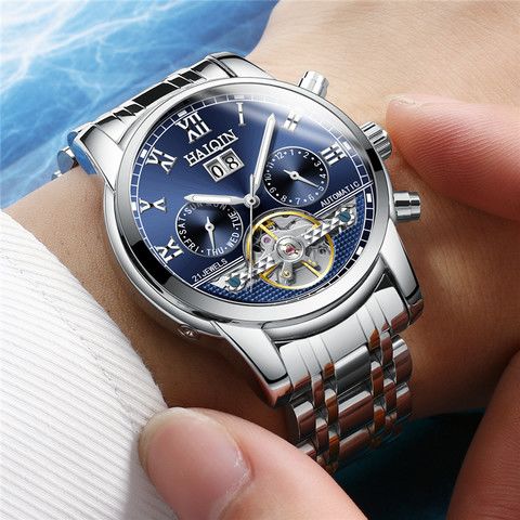 正品海琴手表男士全自动机械表男表镂空时尚潮流夜光防水男腕表
