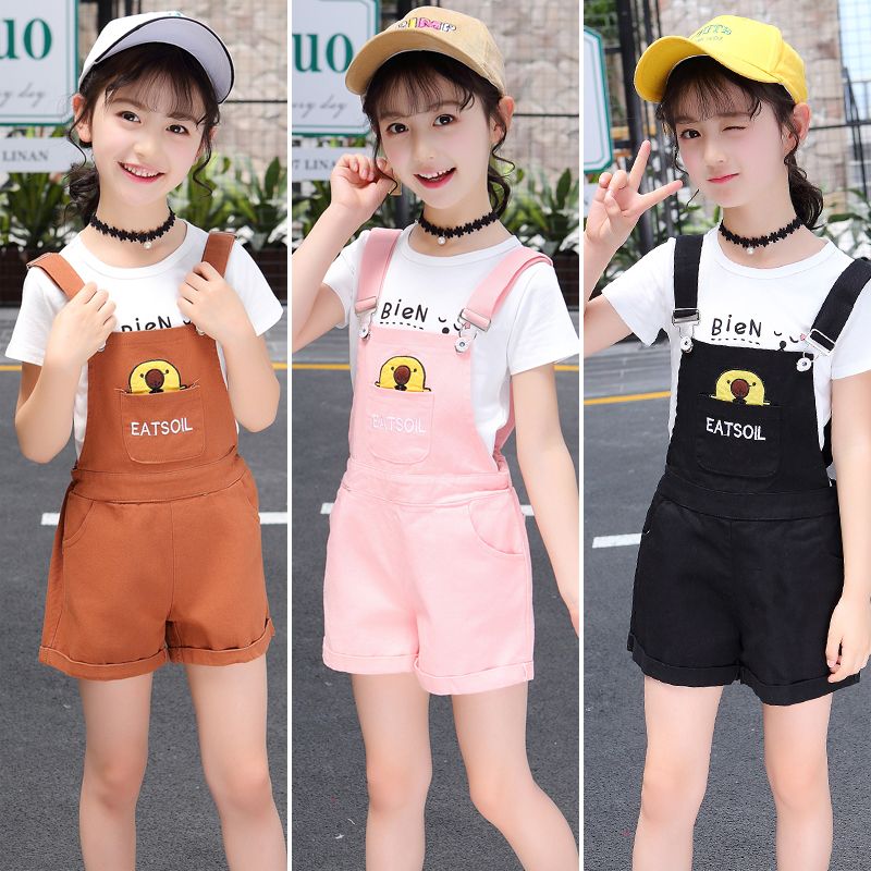單件/套裝女童背帶褲女童單件背帶褲夏款2021新款韓版兒童背帶褲