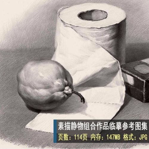19 高清素描图片 素描静物组合临摹参考高清图片集 设计素材