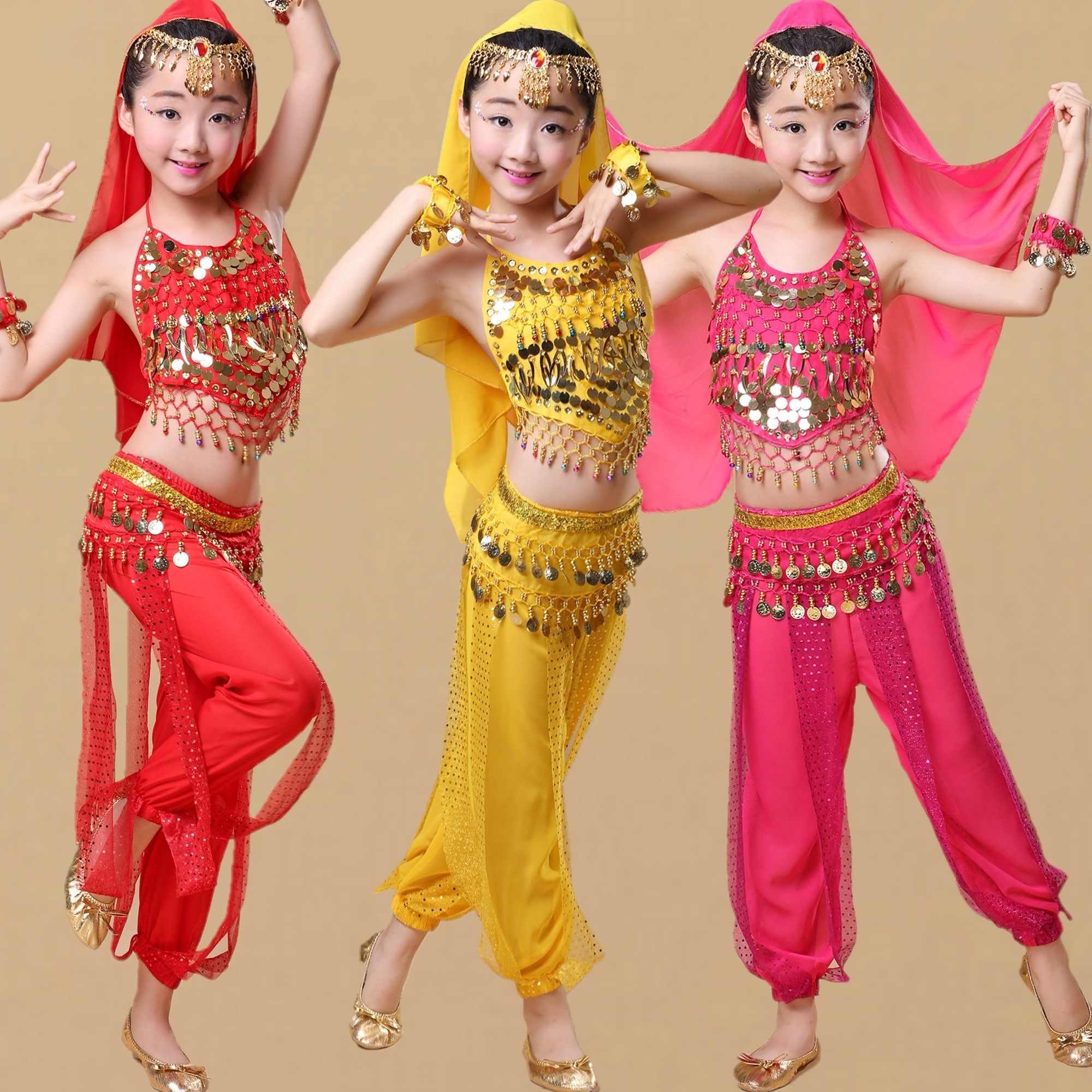 Children's Indian dance performance costumes Xinjiang dance performance costumes girls belly dance children's ethnic dance suits