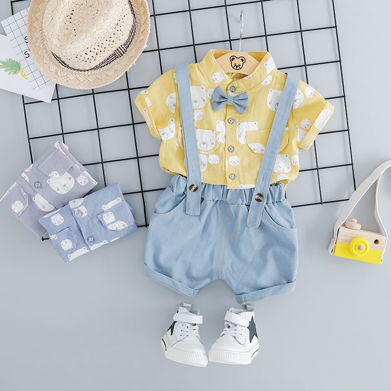 Children's wear men's baby summer wear suspender suit 0-1-2-3-year-old Baby Short Sleeve summer girls' fashionable clothes 4