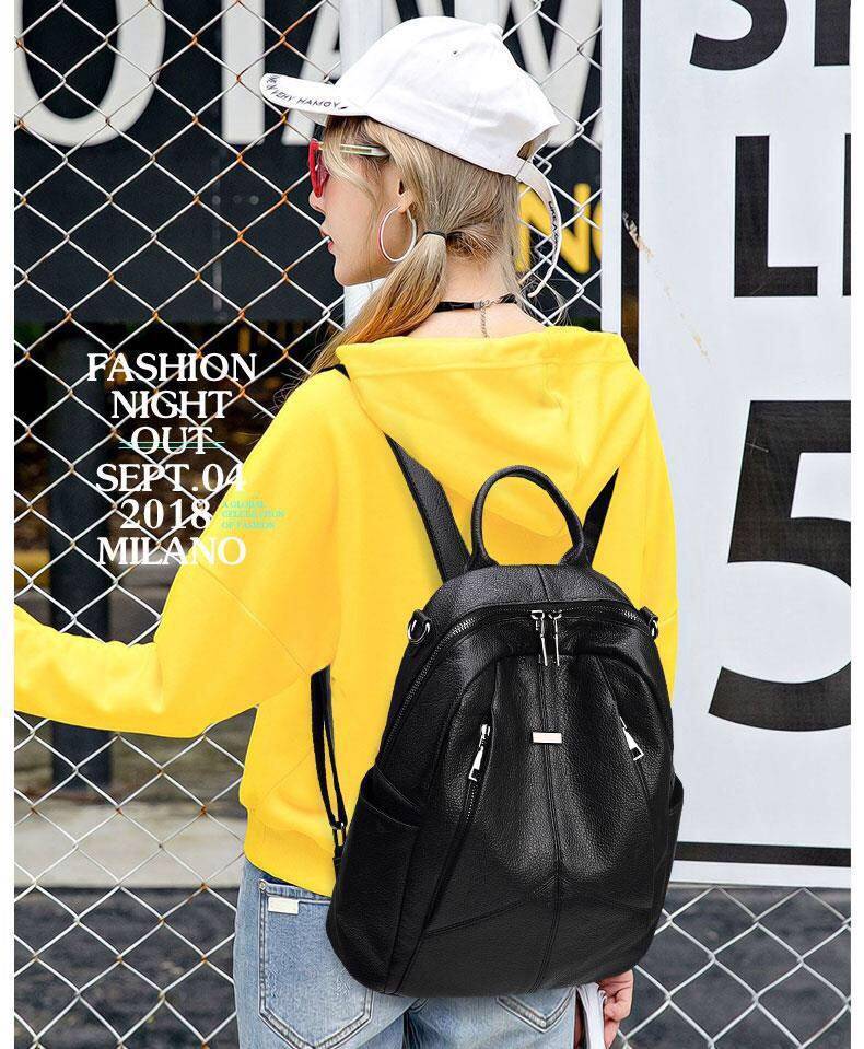 双肩包女2020新款潮韩版百搭时尚旅行包pu软皮女士包包书包背包女