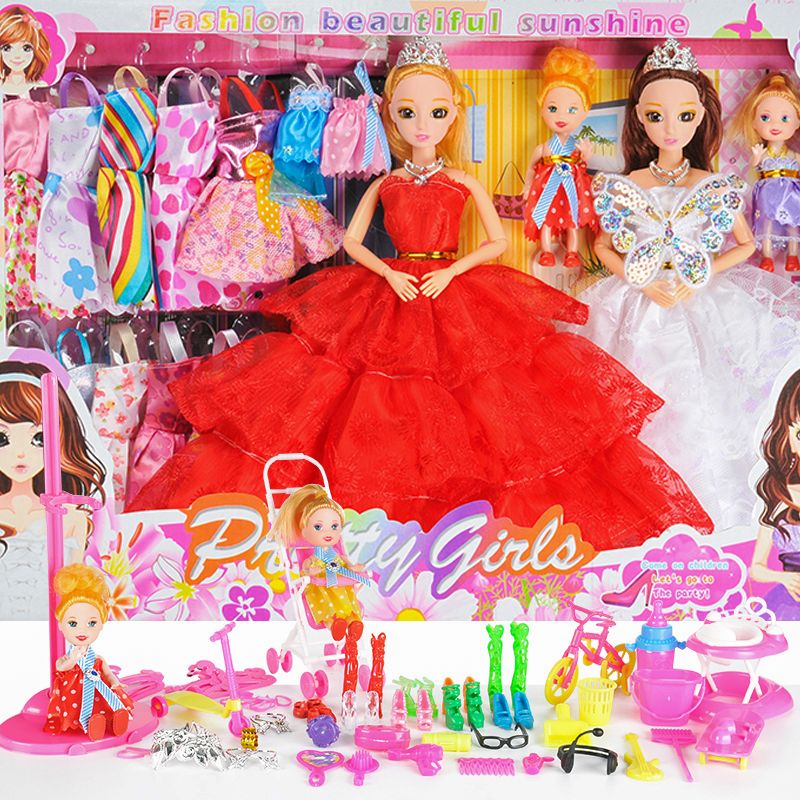Barbie doll gift box Princess Wedding Dress Set Girl Birthday Gift Castle family children's toys