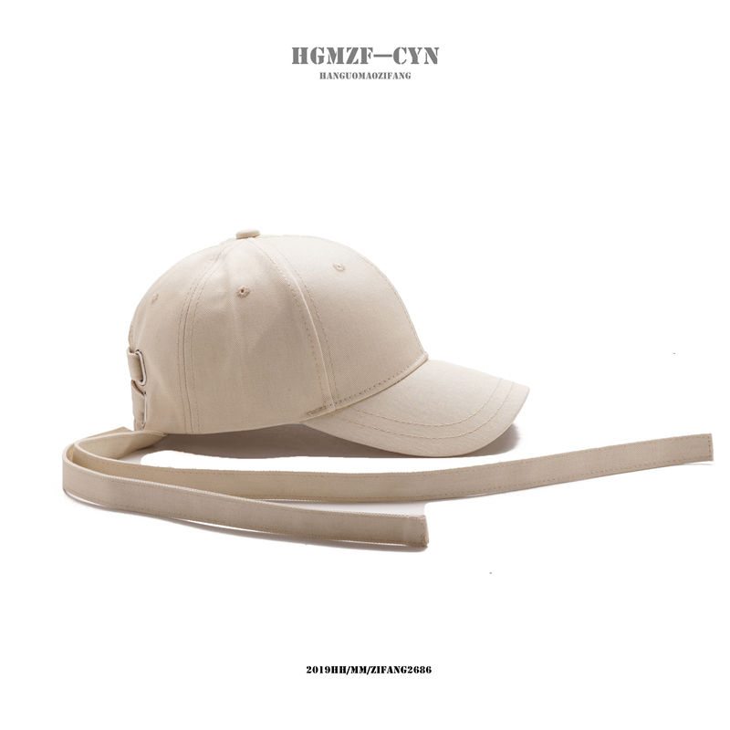 Hat Women spring and summer casual fashion baseball cap Men Street Long Belt Hip Hop hat Korean version simple and versatile cap