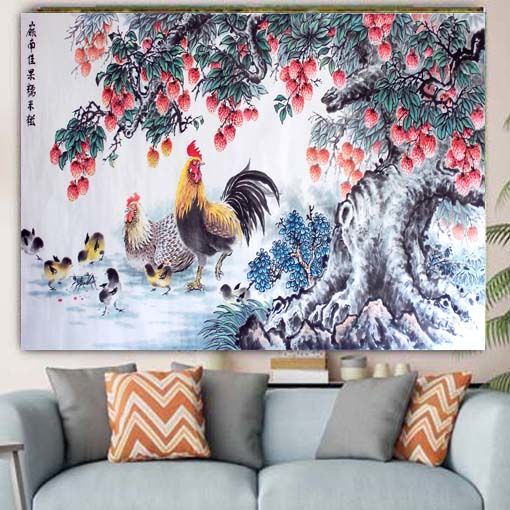 生肖家居装饰公鸡开运花开报晓富贵金鸡