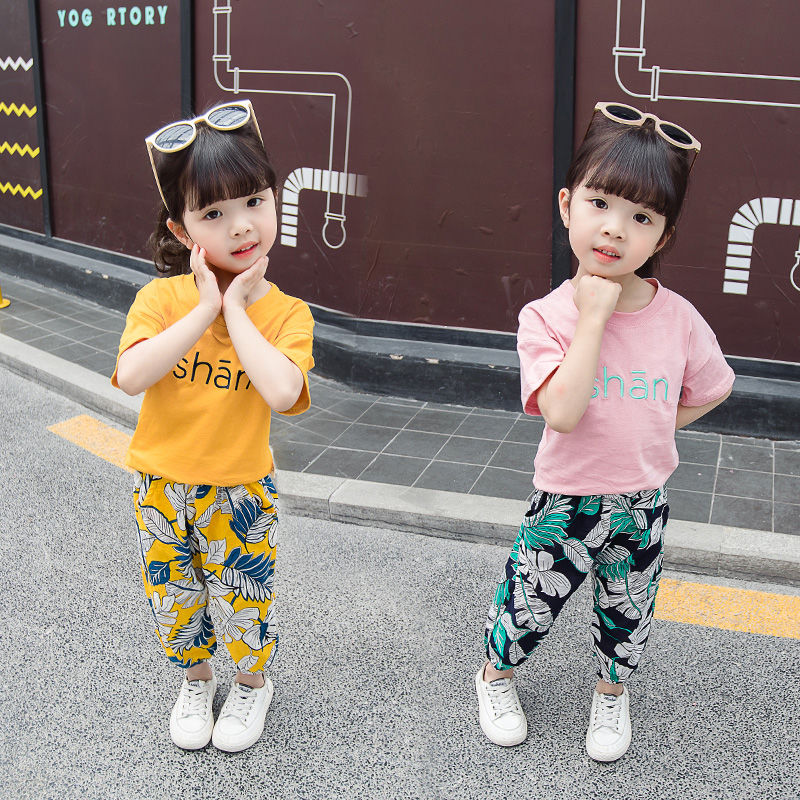 女童夏季短袖时髦套装1-5岁女宝宝夏装半袖洋气衣服小童T恤两件套