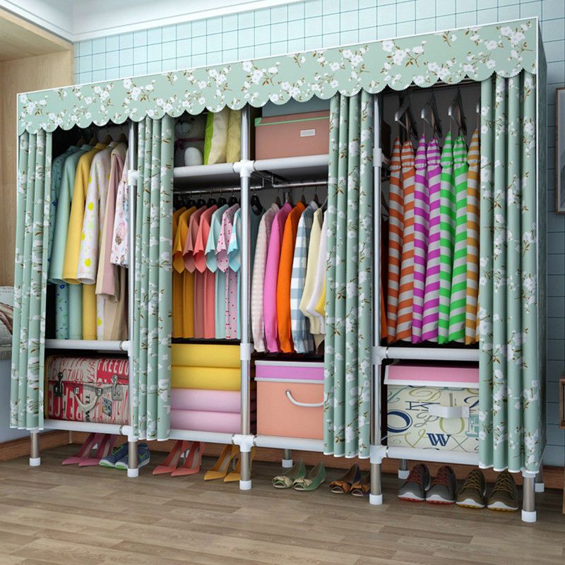 简易布衣柜加粗钢管加固钢架非实木组装双人大号收纳牛津布挂衣橱