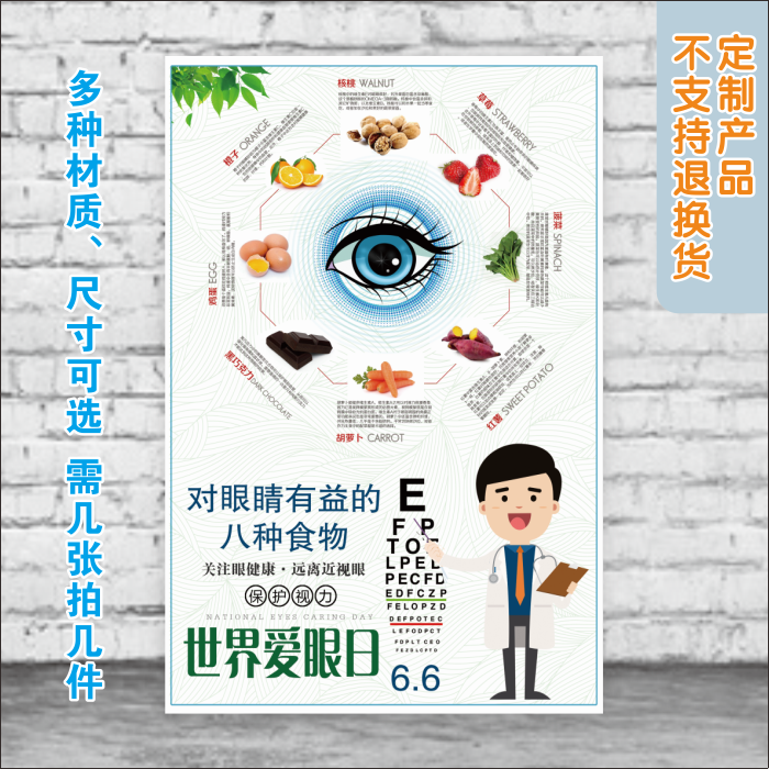 眼科医院全国爱眼日海报爱眼宣传画眼镜海报眼镜店背景装饰画制作