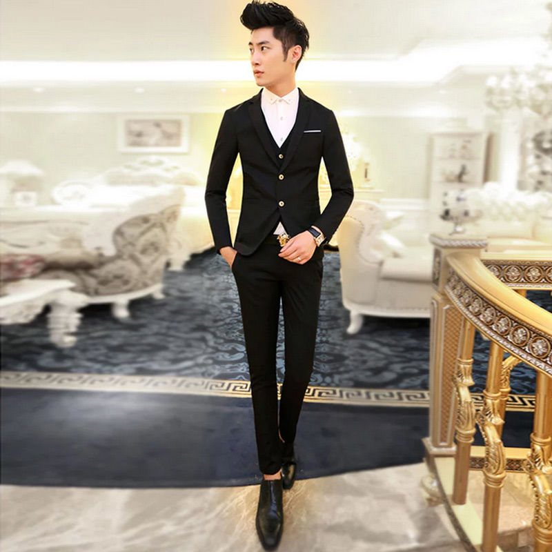 Suit suit, three piece suit, men's Korean version, slim fitting, professional suit, casual suit, best man, unity wedding dress fashion