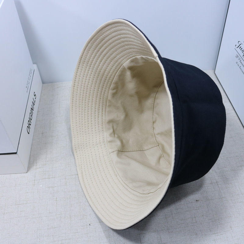 Solid color double-sided fisherman's hat for men and women in summer sun protection Korean version student fashion versatile trend round face wide brimmed basin hat