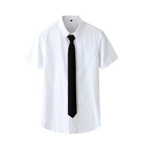 Tie Shirt Men's short sleeve summer Korean fashion white large shirt student style handsome half sleeve solid color inch shirt