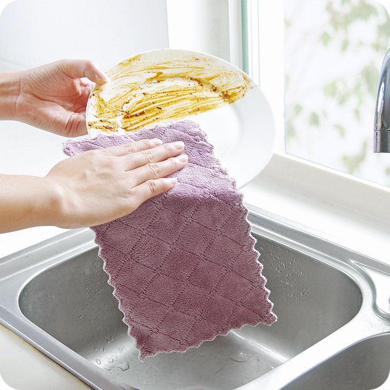【不沾油吸水】洗碗布抹布家用厨房擦手擦桌擦碗百洁布巾加厚清洁毛巾