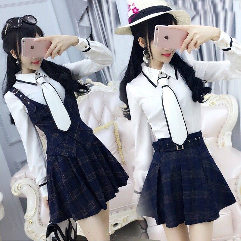 White black edge tie slim and handsome business wear women's shirt autumn new Korean style single piece/set optional