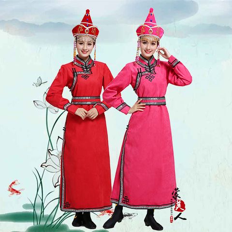 蒙古服装女士蒙古袍传统蒙古族日常生活装长袍迎宾服蒙族新娘服饰