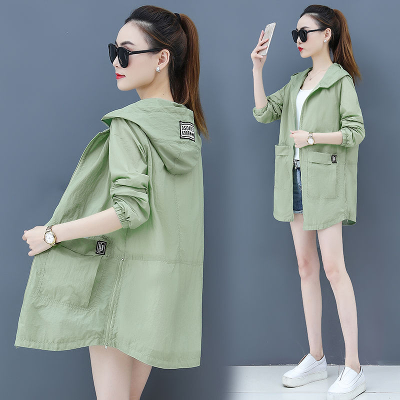 Sunscreen clothing women's mid-length 2023 summer new Korean version loose large size sunscreen clothing casual all-match thin jacket