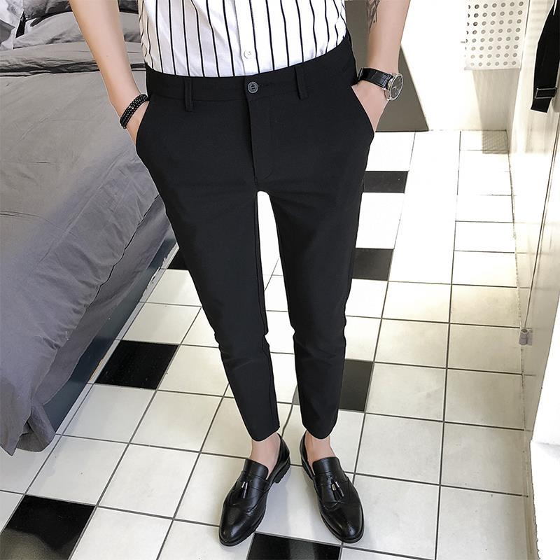Korean Capris men's easy-to-wear small trousers Hong Kong style suit pants
