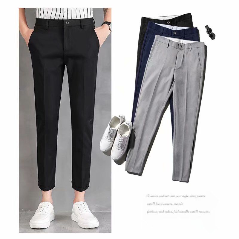 Korean Capris men's easy-to-wear small trousers Hong Kong style suit pants