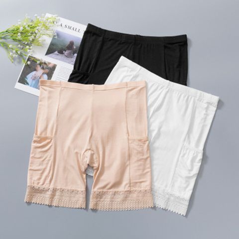 Women's safety pants women's large fat mm lace anti light running women's summer thin pocket three point shorts safety Leggings women