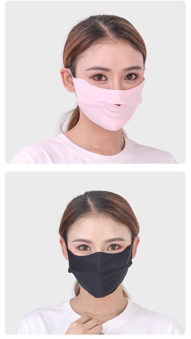 防晒口罩女夏天防紫外线薄款护眼角冰丝漏鼻开口透气男面罩
