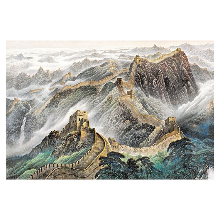 国画山水画万里长城装饰画风水靠山招财客厅办公室中式挂画墙贴画