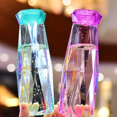 钻石杯子女ins塑料水杯女学生韩版 网红创意可爱儿童网红潮流简约