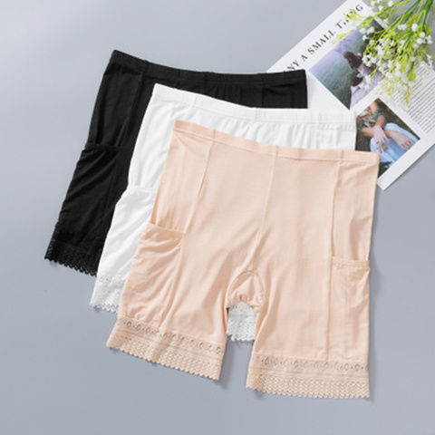 Women's safety pants women's large fat mm lace anti light running women's summer thin pocket three point shorts safety Leggings women