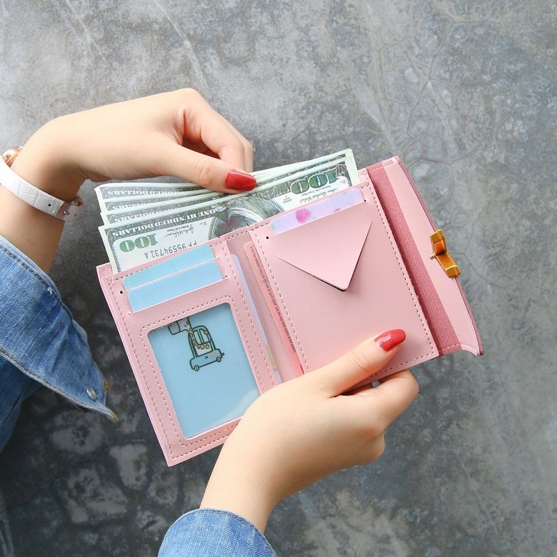 新款小钱包女短款三折超薄韩版潮个性学生可爱迷你系零钱包卡包女