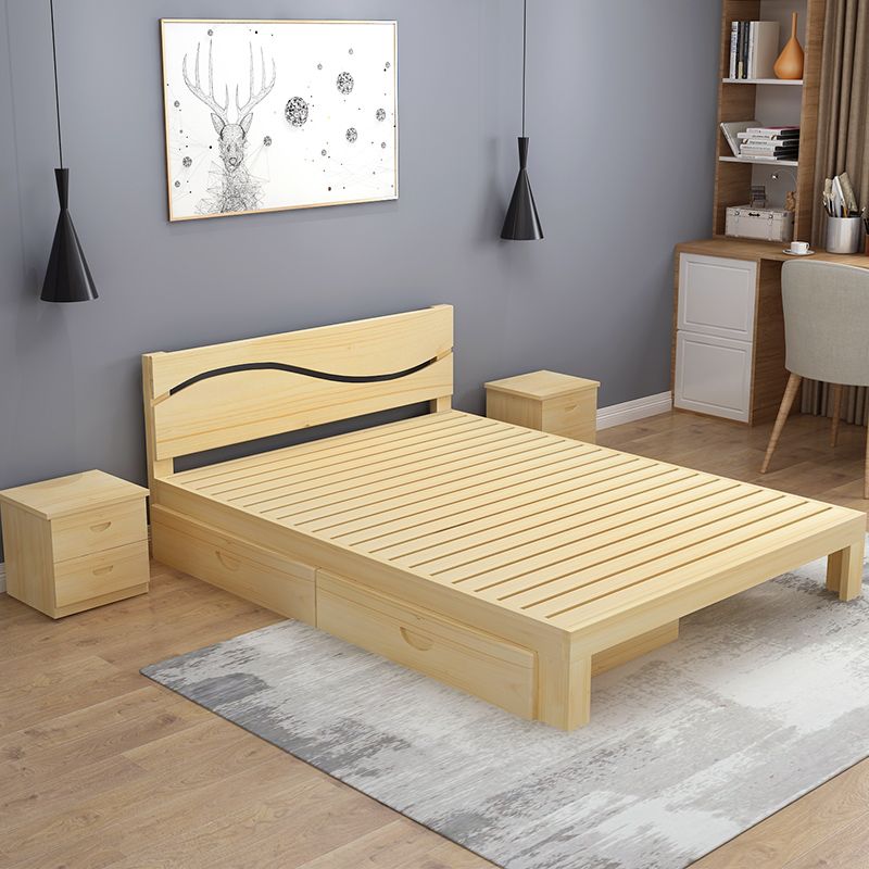 简约s型实木床经济型1米宽单人宿舍主卧多规格松木特价出租房简易