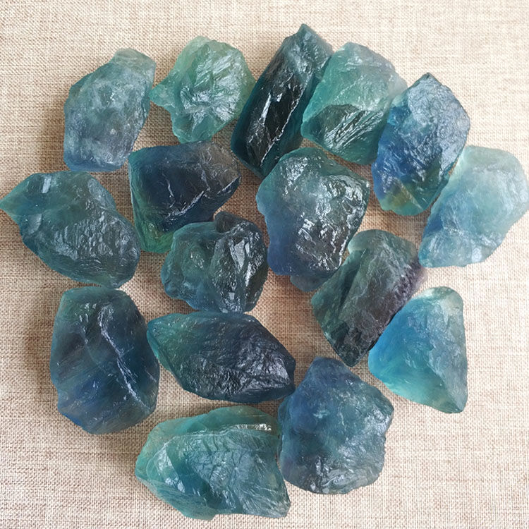天然藍綠螢石裸石水晶碎石毛料-5cmDIY飾品配件石魚缸花盆造景