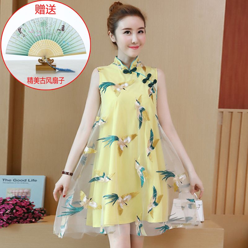 New high-grade cheongsam dress improved version of girl's Chinese style retro fashion short short short summer suit