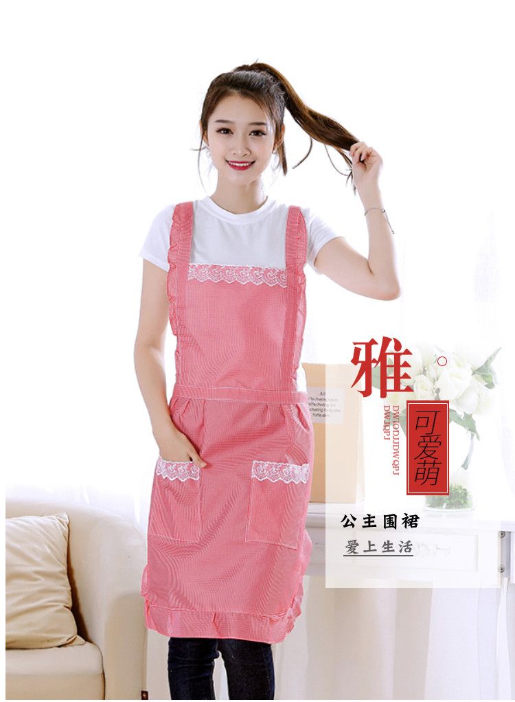 韩版围裙女双层防油污公主围腰裙厨房罩衣时尚成人透气工作服批发