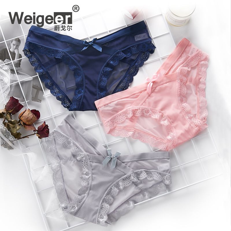 4 pieces of women's sexy lace panties, women's pure cotton crotch, no trace, women's briefs, women's pants, women's large size
