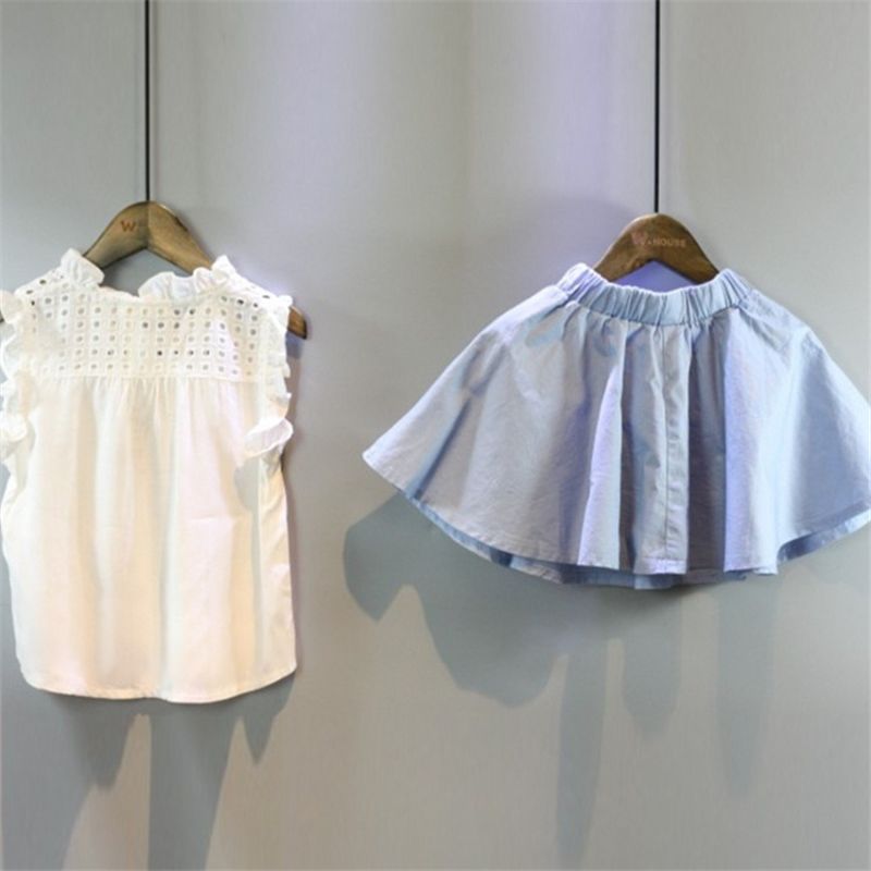 2020 Korean version of girls' new summer children's sleeveless shirt short skirt suit