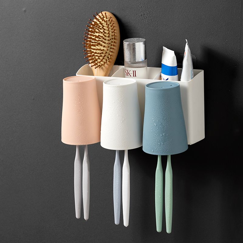 壁挂免打孔牙刷架挂墙式牙刷置物架刷牙杯套装卫生间洗漱杯收纳架