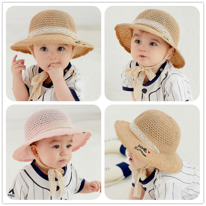 Baby hat summer shade straw hat 6-12 months 1-4 years old thin section boys and girls sun hats 3 children's hats
