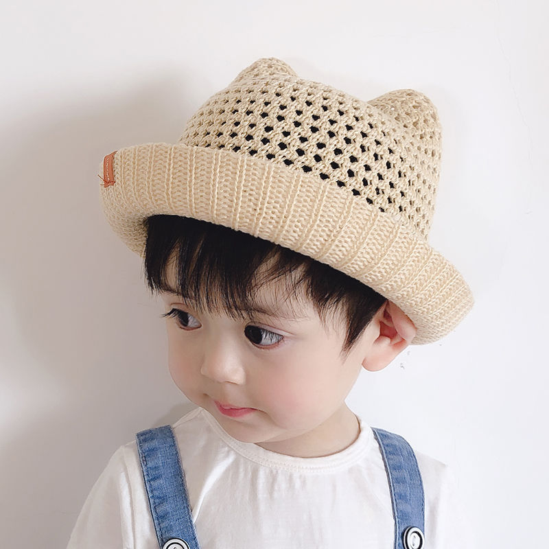 Baby hat summer shade straw hat 6-12 months 1-4 years old thin section boys and girls sun hats 3 children's hats